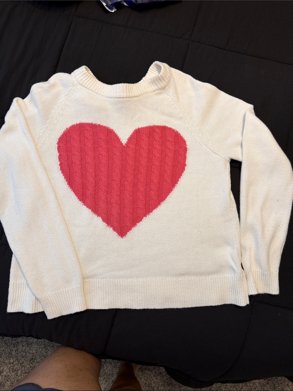 99 Jane Street Women's Cream Sweater with Pink Heart